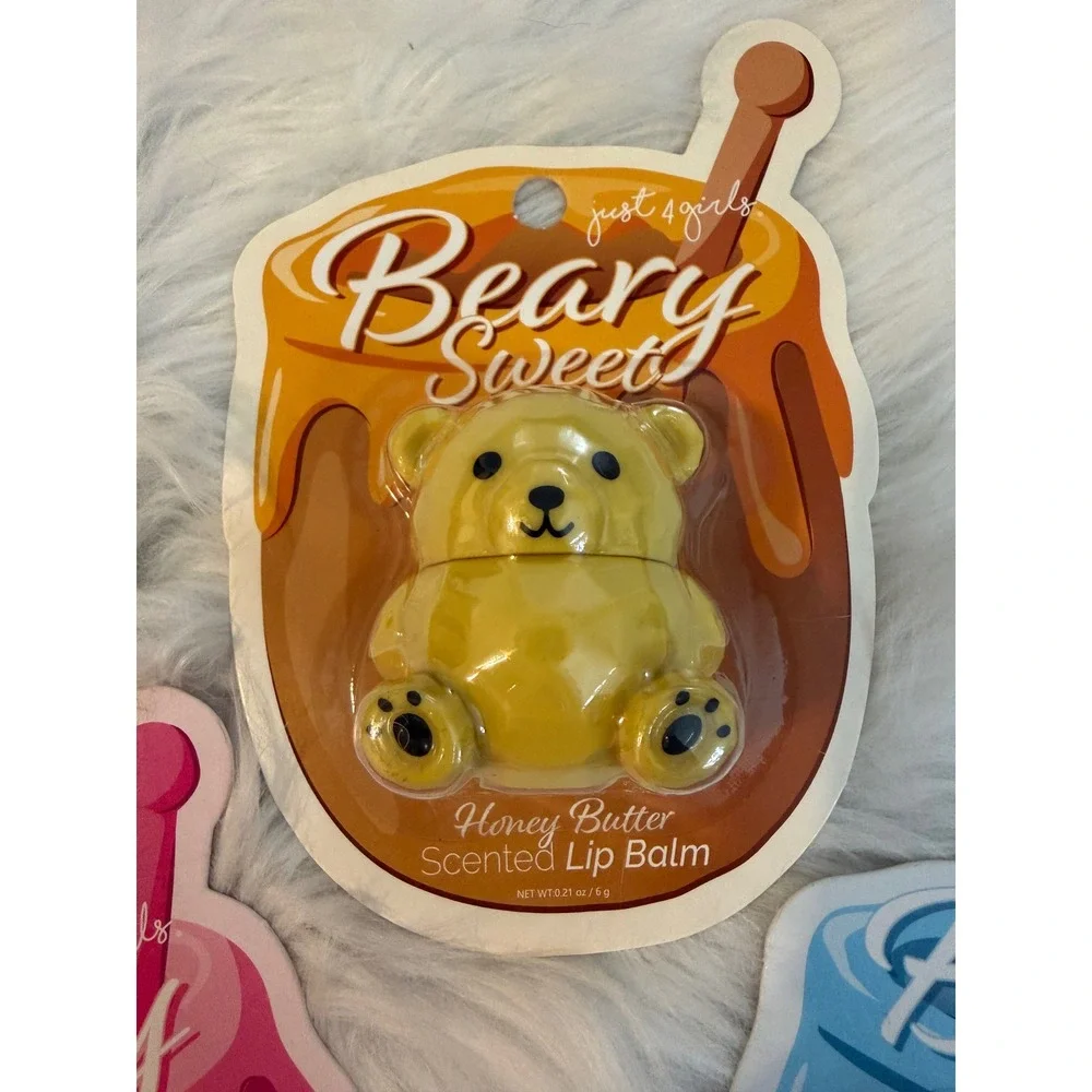 Just 4 Girls Beary Sweet Scented Lip Balm Honey Butter Warm Sugar Glaze Set